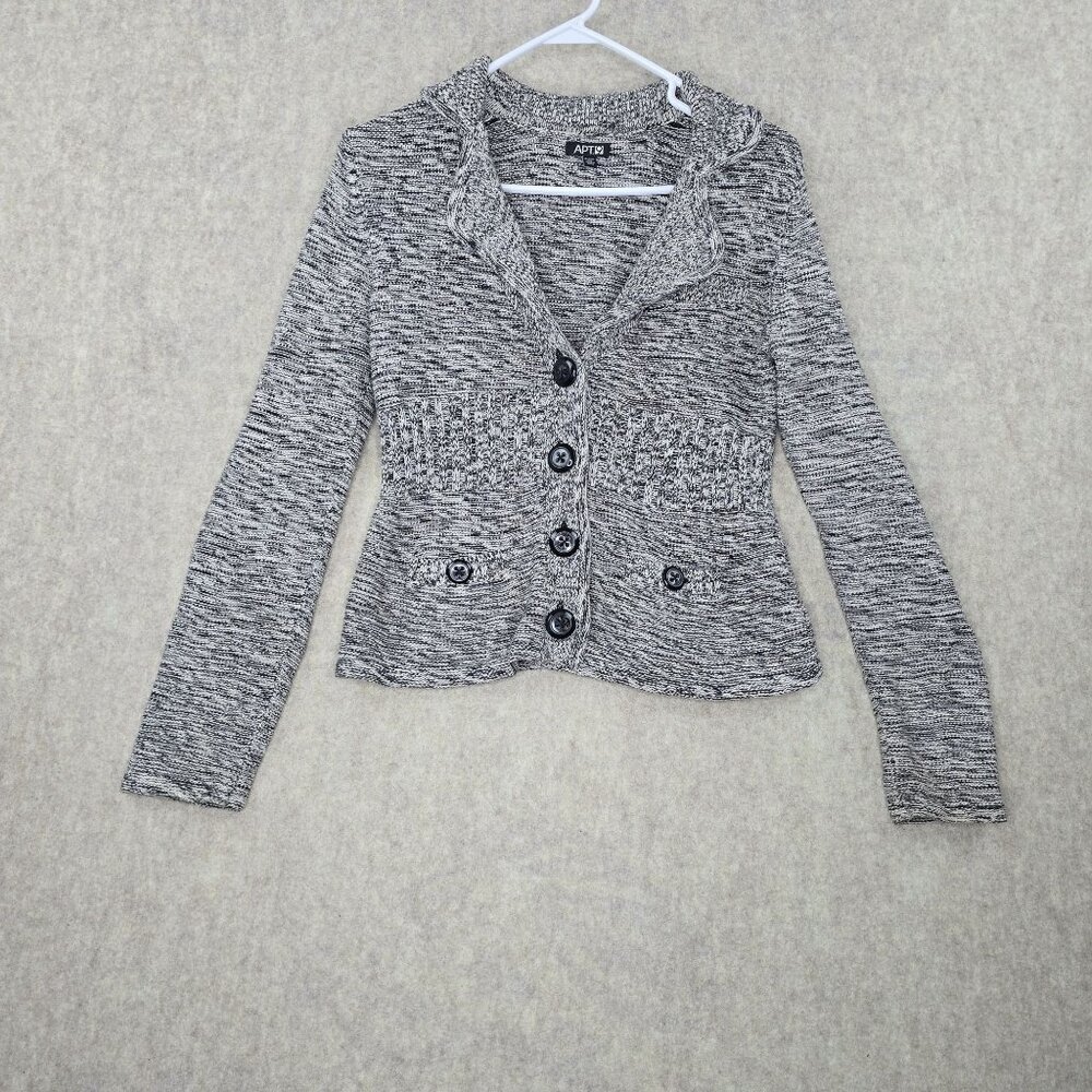 APT. 9 Gray Marled Knit Button Front Petite Cardigan Sweater 60% Cotton Size PS
